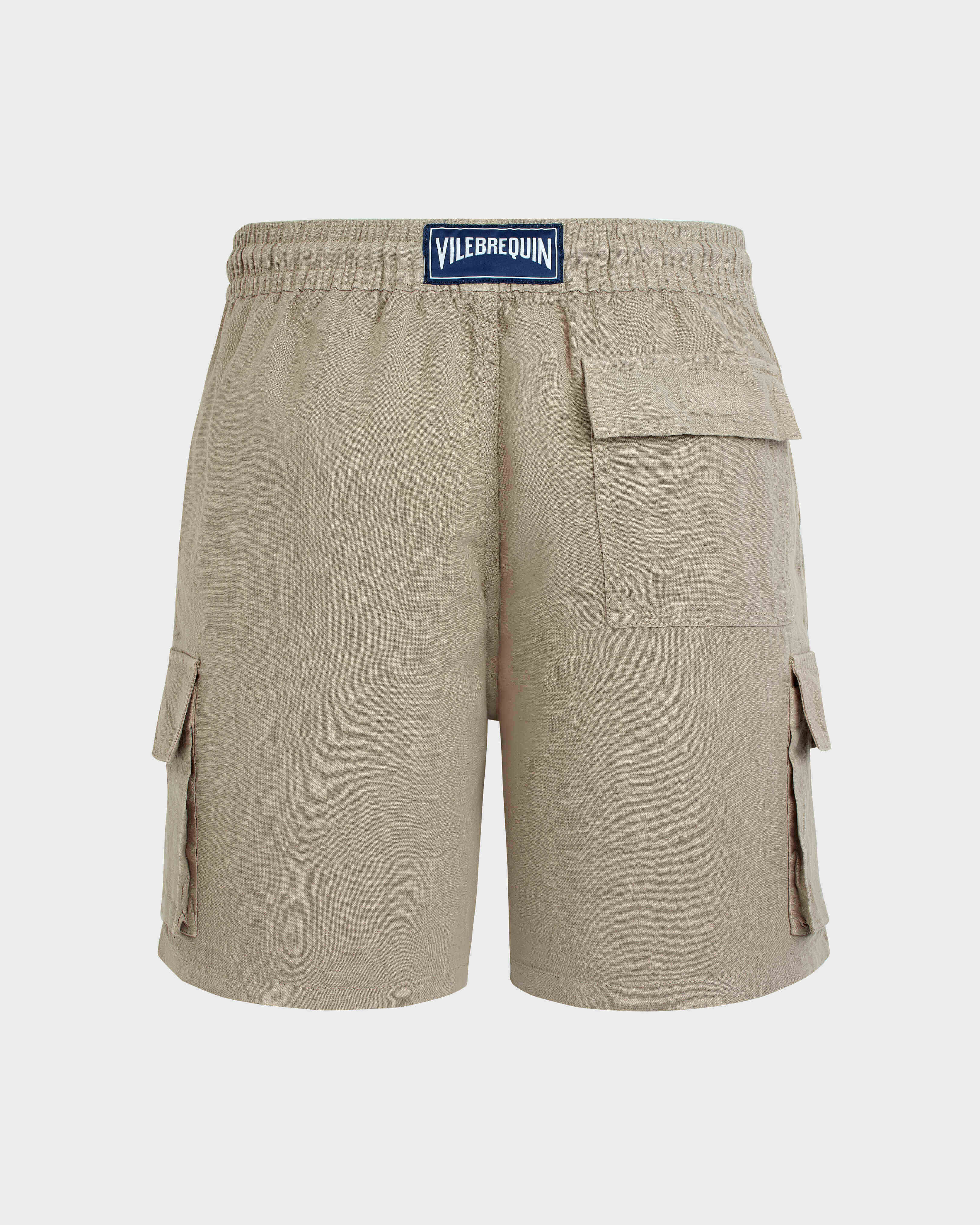 Men Linen Bermuda Shorts Cargo Pockets - Ber - Baie - Beige