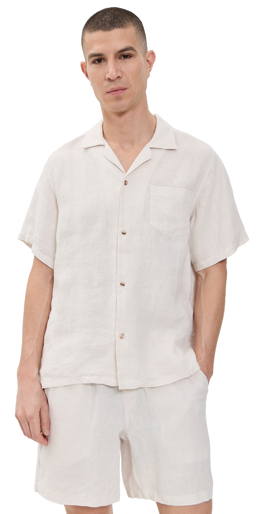 Bather Pearl Linen Shirt White