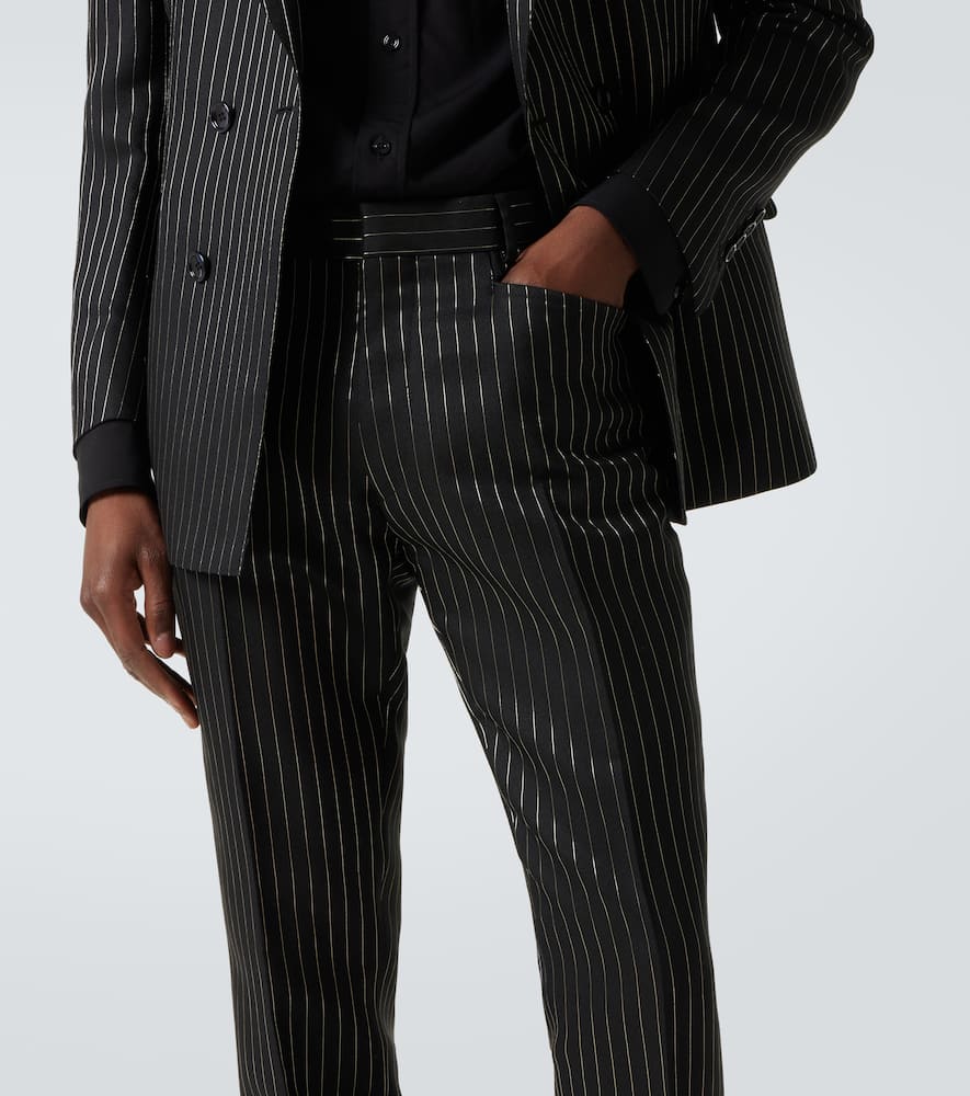 Dylan striped wool and silk suit pants