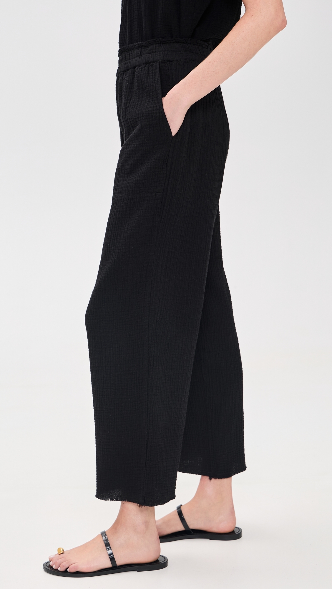 Leon Crop Pants Black Gauze