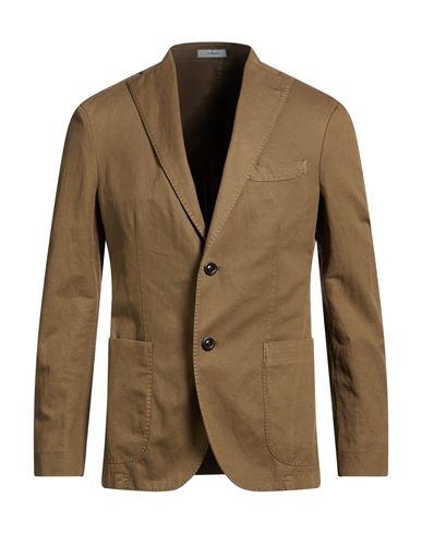 Man Blazer Khaki Size 38 Cotton, Linen, Elastane