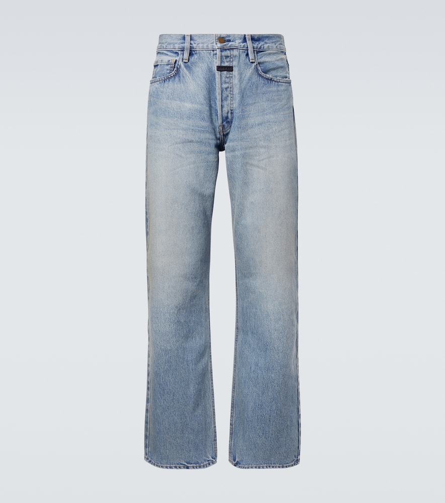 Faded mid-rise straight jeans