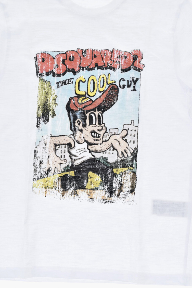 Boys White Printed T-Shirt