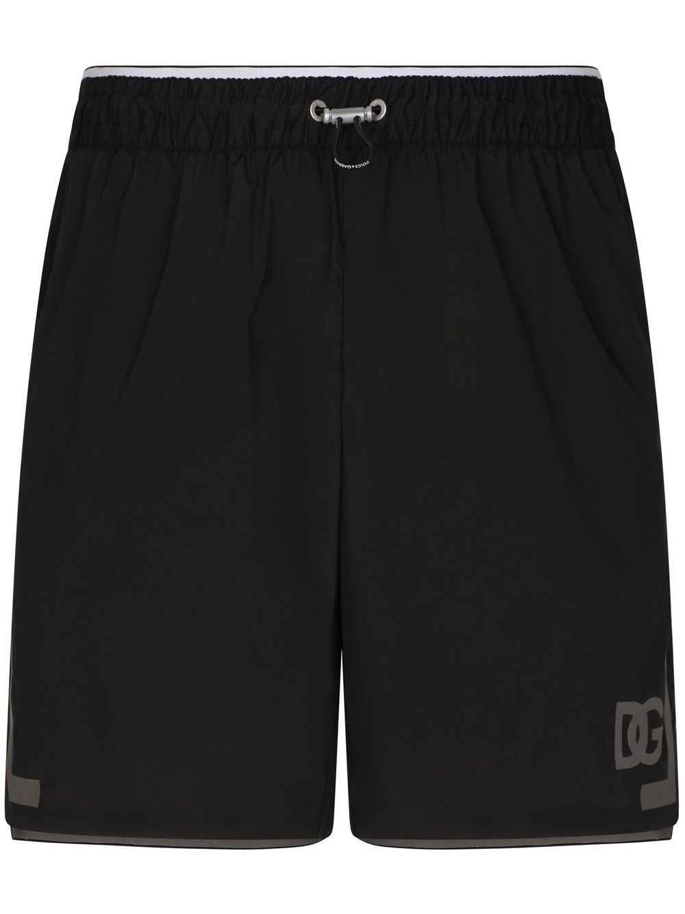 Thigh-length monogram-print swim shorts - Black