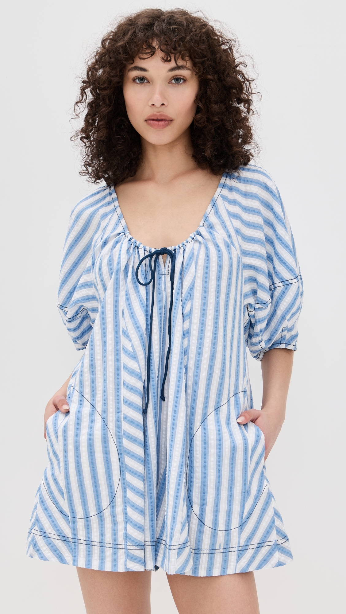 Free People Bop Around Romper Oxford Combo