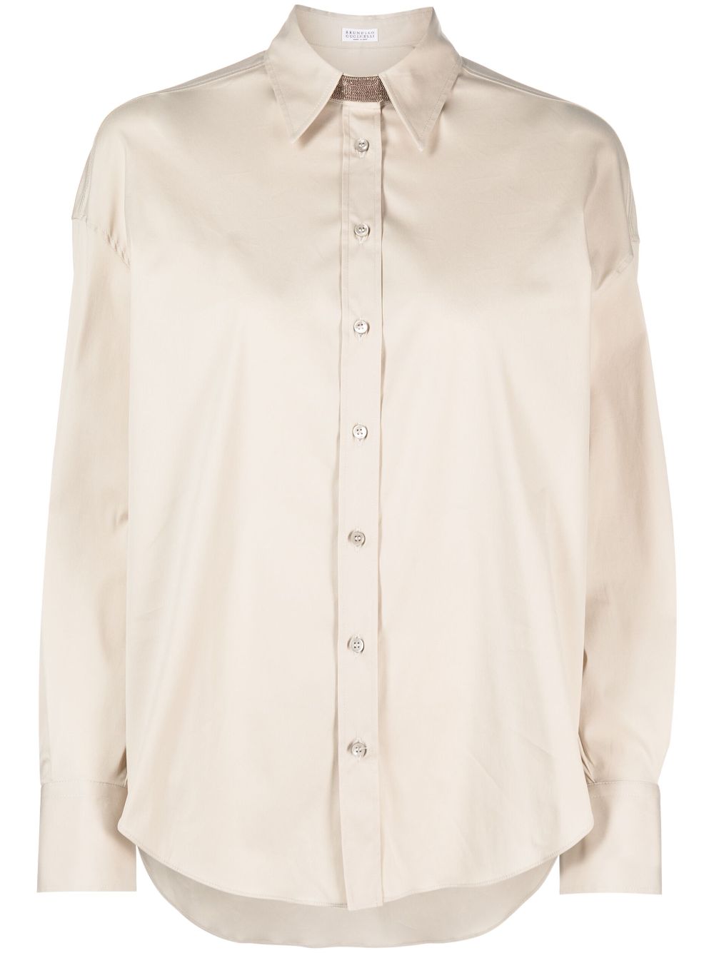 Monili-detail cotton-blend shirt - Neutrals