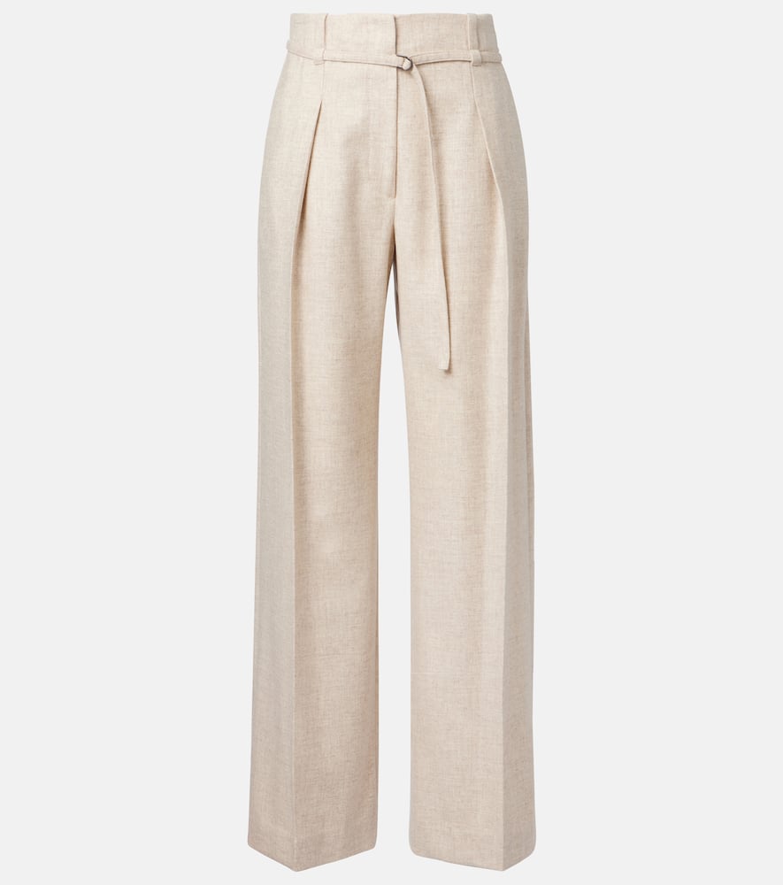 Belted wool and cashmere wide-leg pants