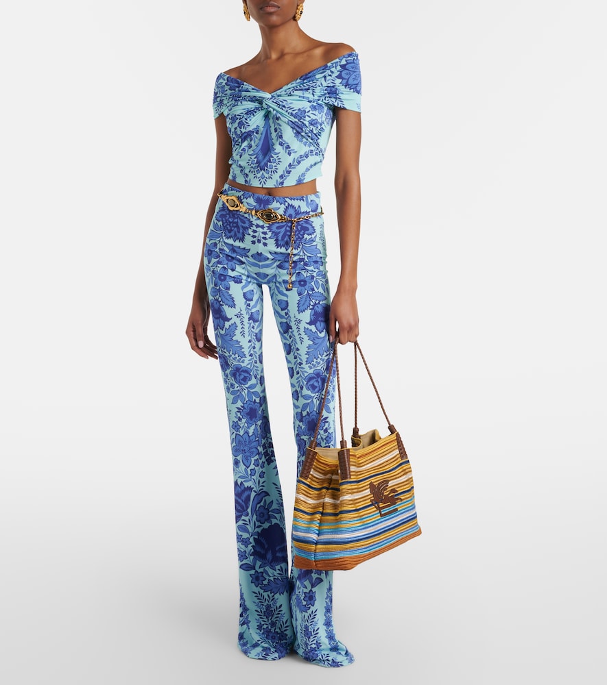 Printed jersey flared leggings