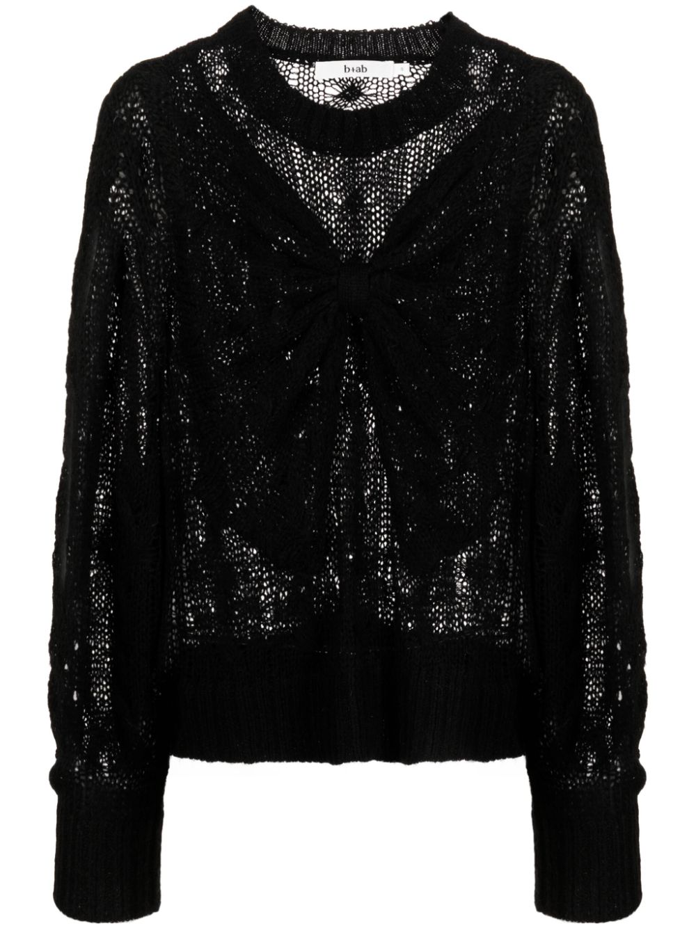 Bow-embellished cable-knit jumper - Black