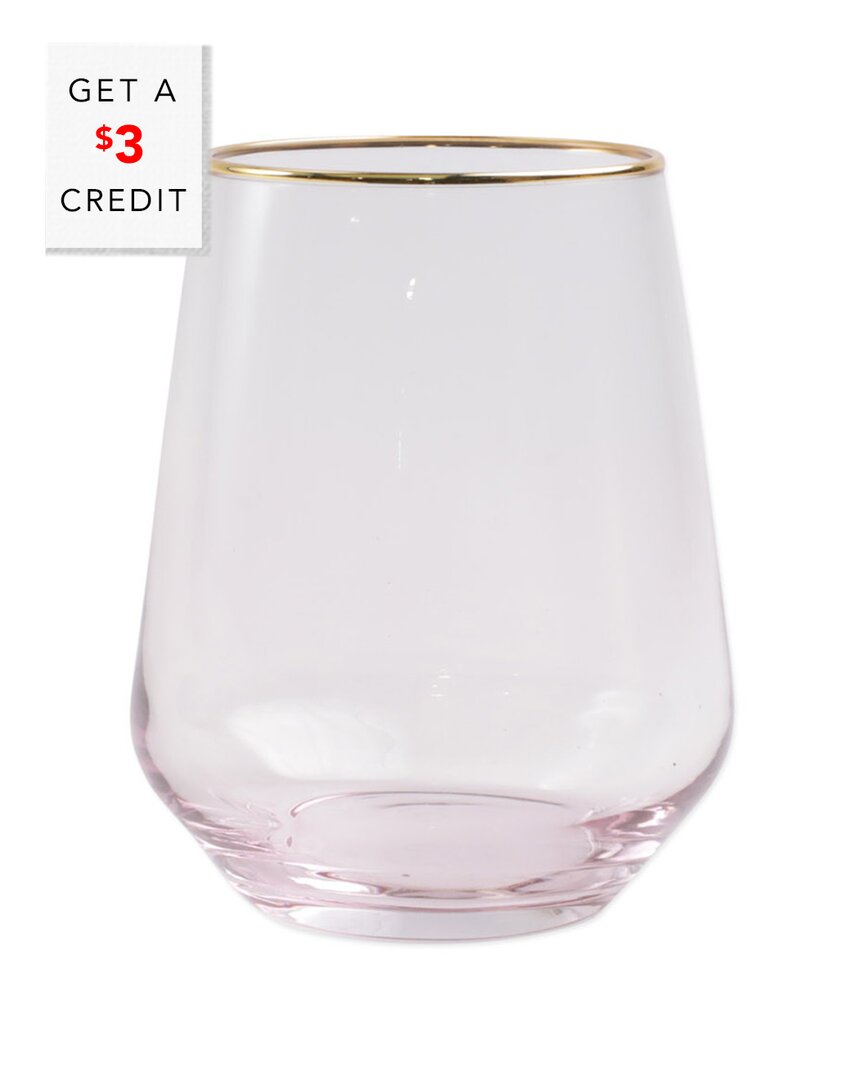 Dnu Unprofitable Viva By Rainbow Pink Stemless Wine Glass  With $3 Credit