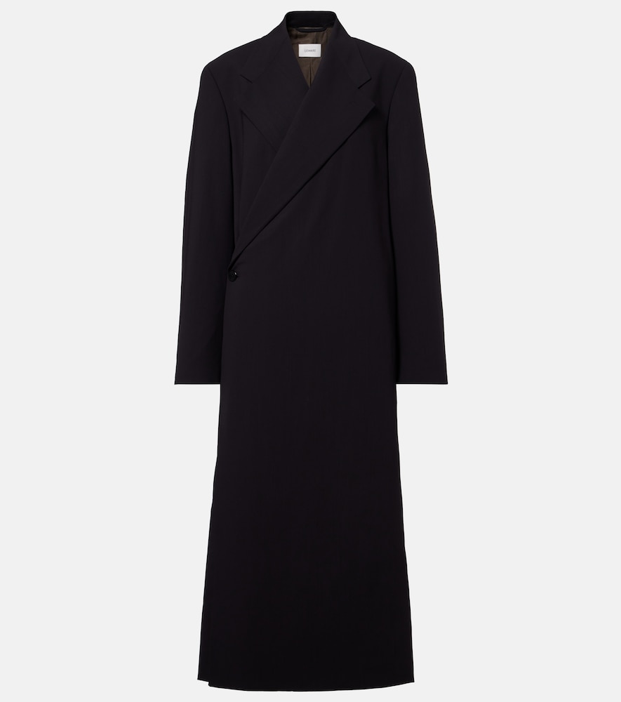Wool crêpe wrap coat