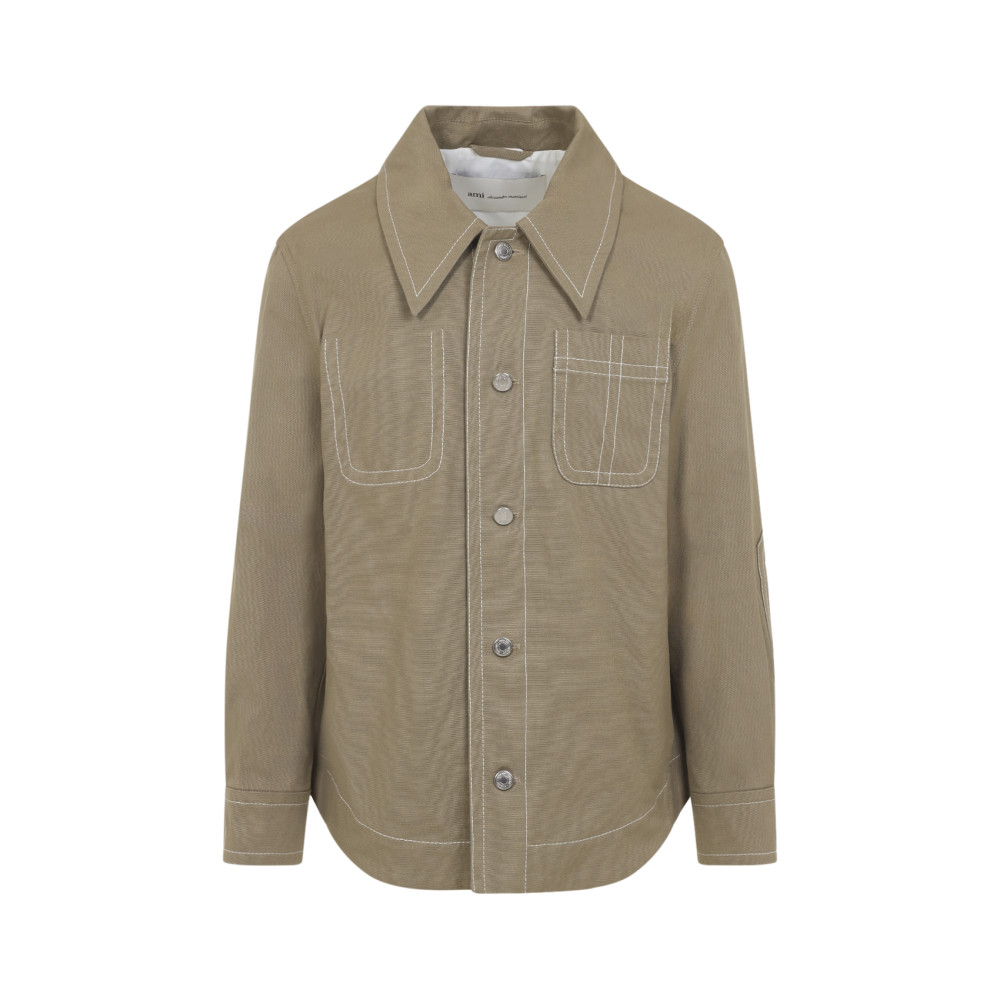 Taupe Shirt Collar Jacket