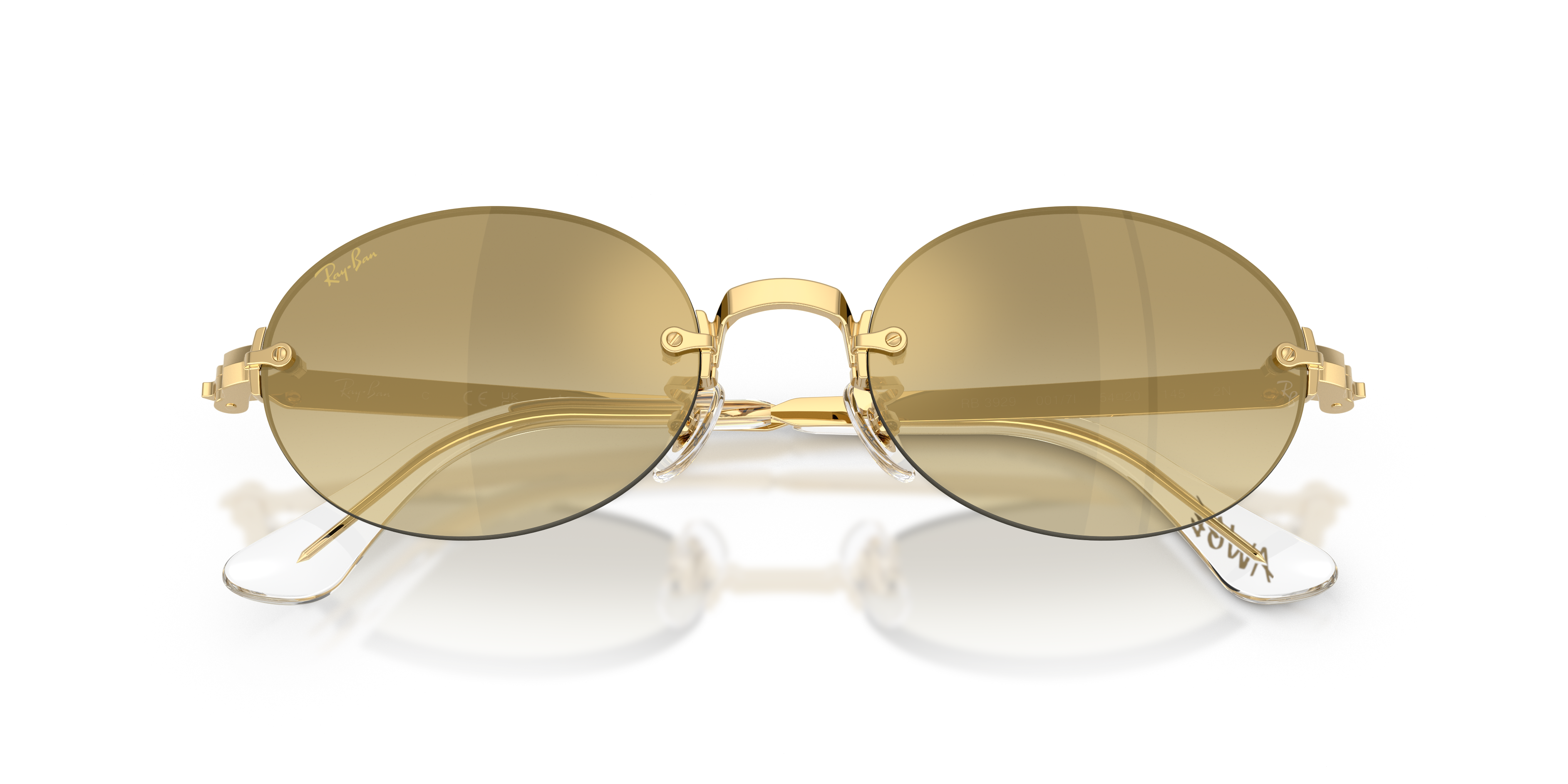 Ray - Ban Unisex Ray - Ban A$AP Rocky RB3929 001/7I Gafas de sol Metal Oro Marrón Redonda Normal Matizado