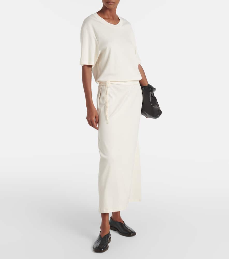 Belted cotton jersey midi dress
