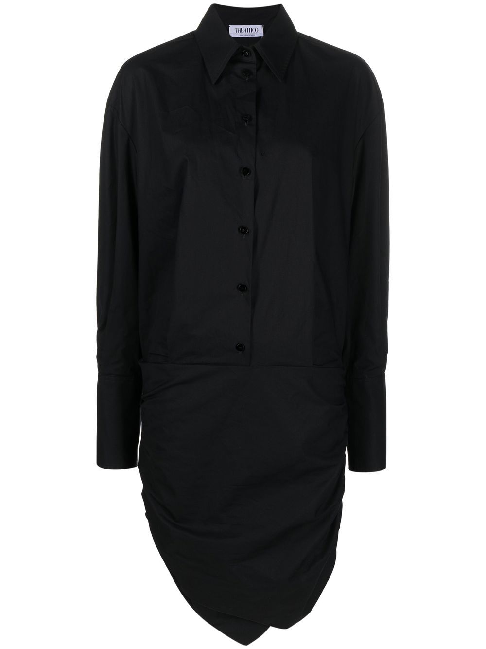 Ruched-front shirtdress - White