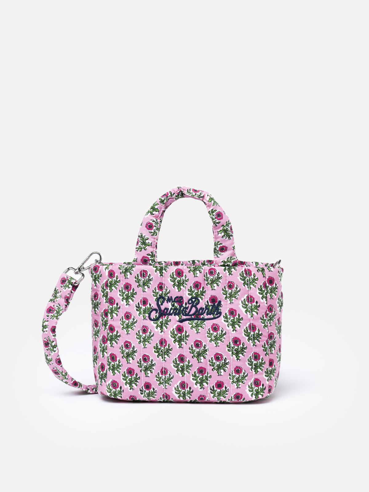 Pink Flower Quilted Soft Tote Mini Bag - Unisex