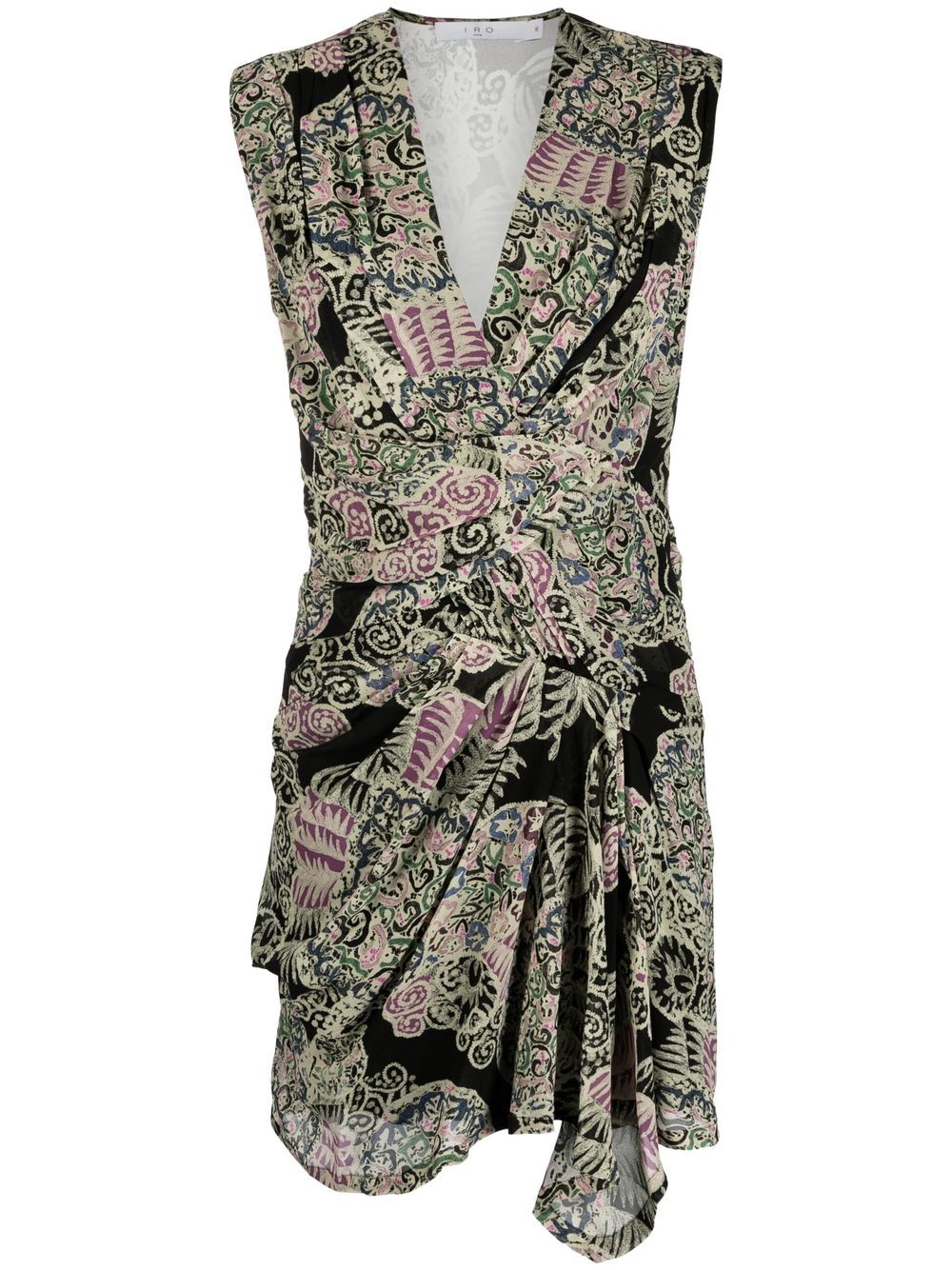 Paisley-print sleeveless mini dress - Black