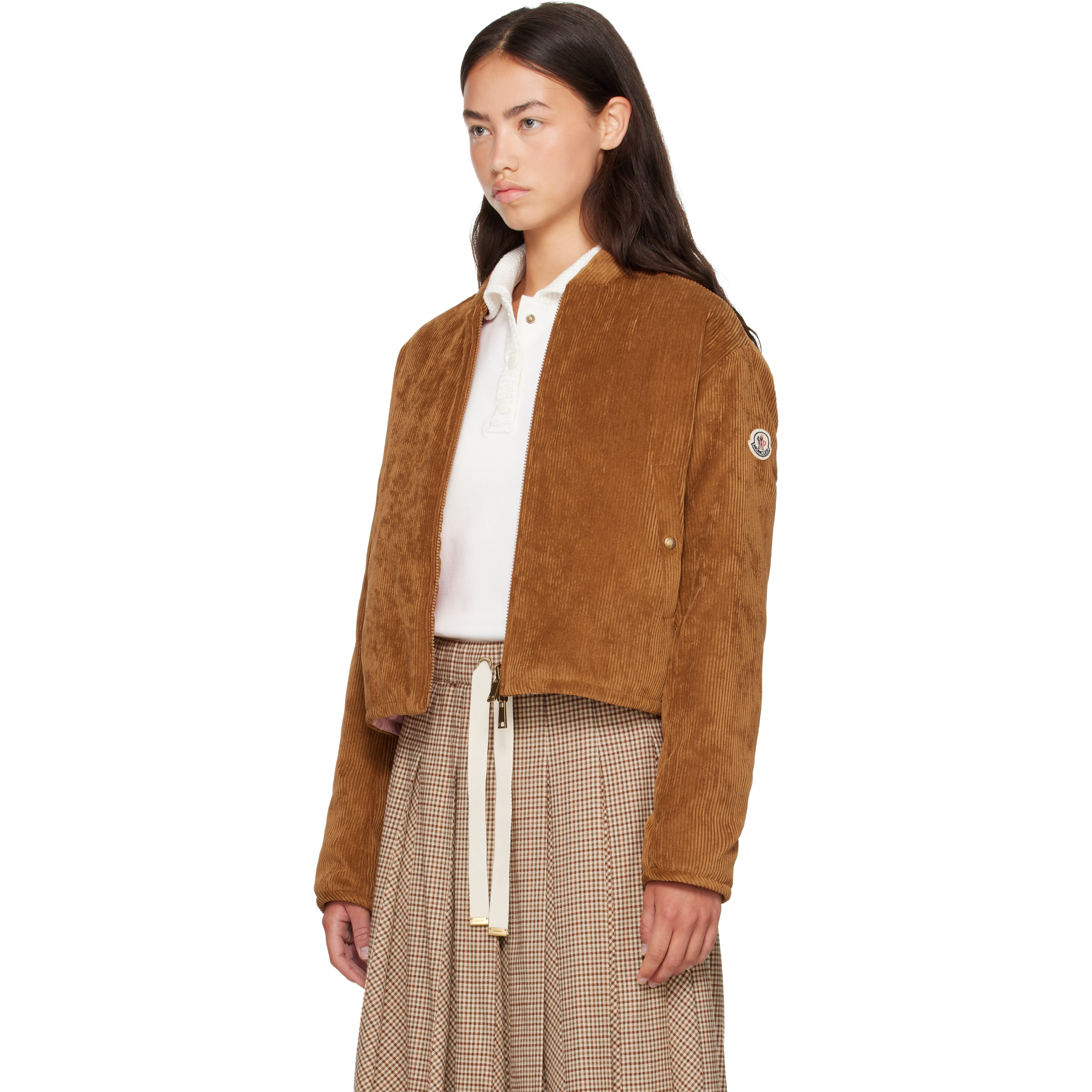Tan & Pink Blageon Corduroy Reversible Down Jacket