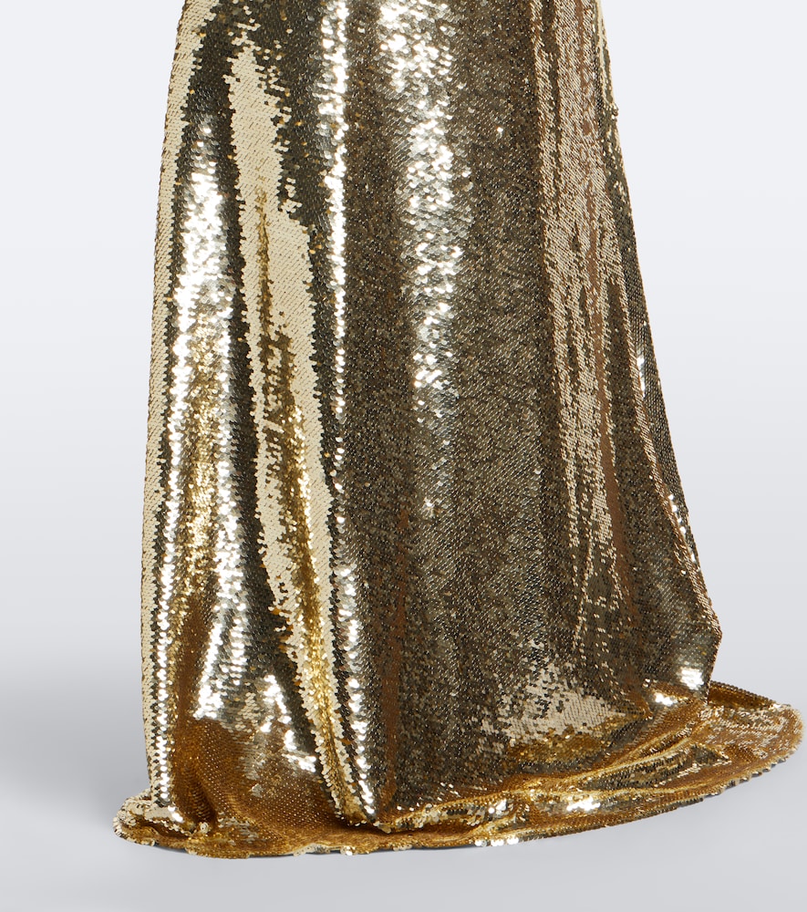 Sequined embellished gathered gown