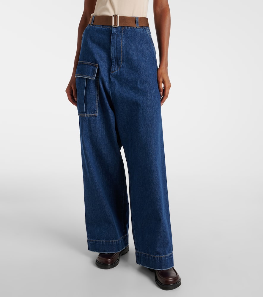 High-rise denim wide-leg pants