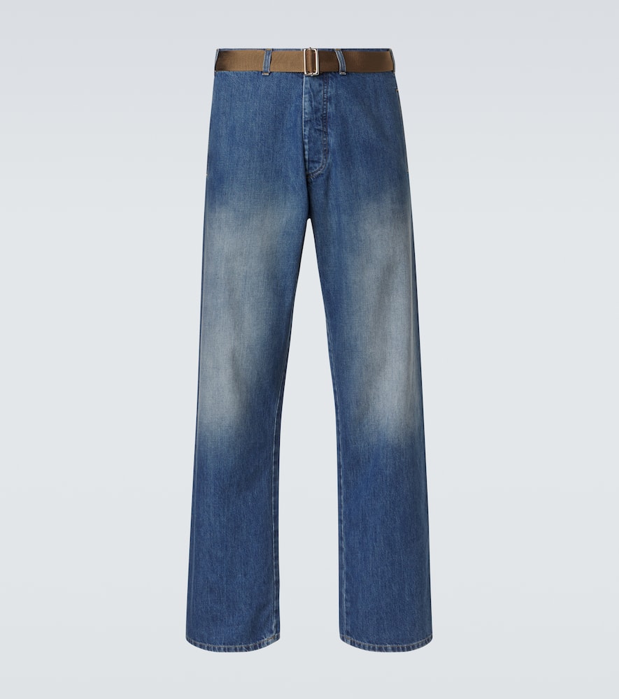 Belted straight jeans