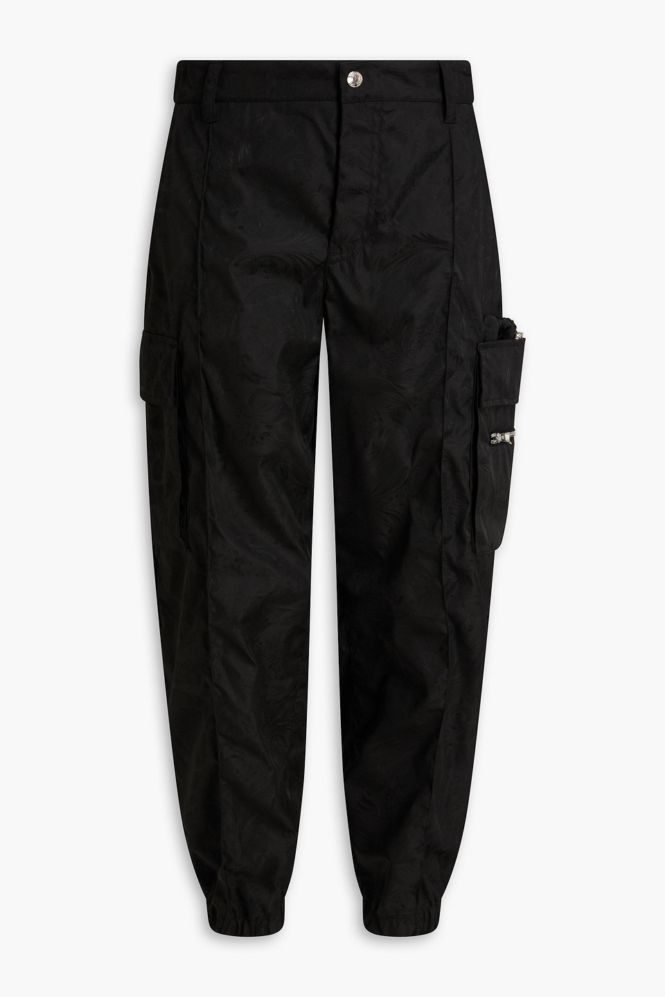 Tapered jacquard cargo pants - Black - IT 50