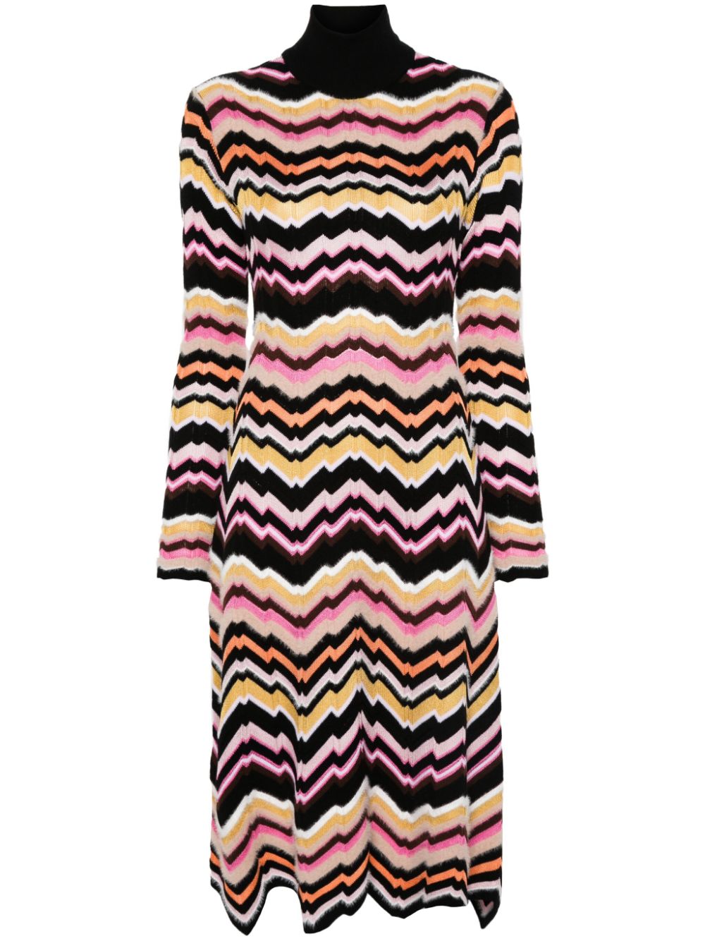 Zigzag-detail midi dress - Black
