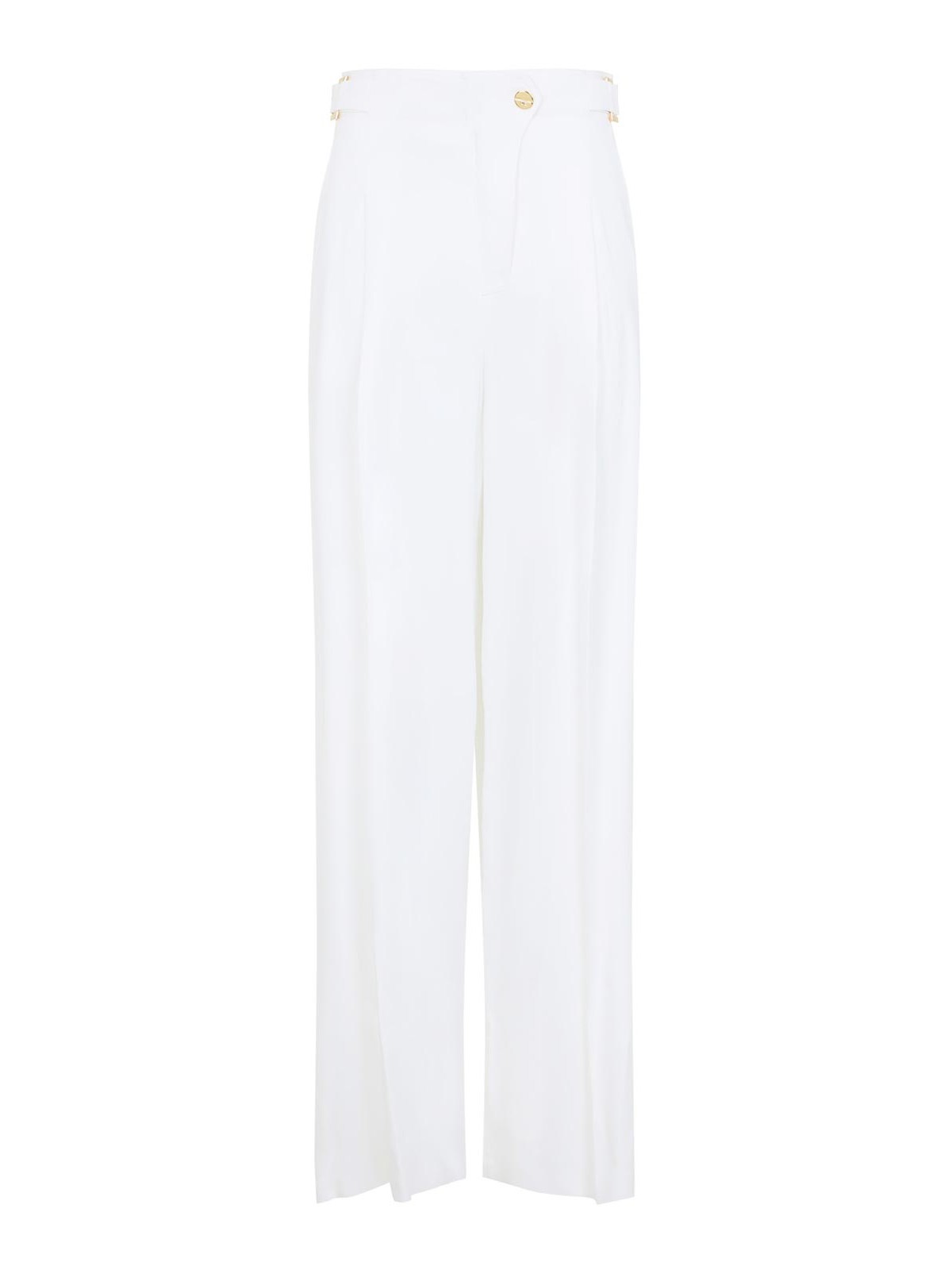 Elisabetta Franchi - high waist linen trousers button detai