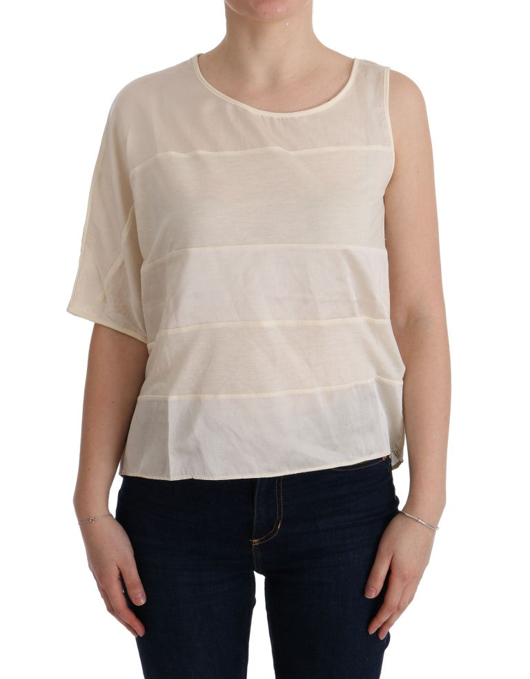 Striped Modal Blouse — Beige