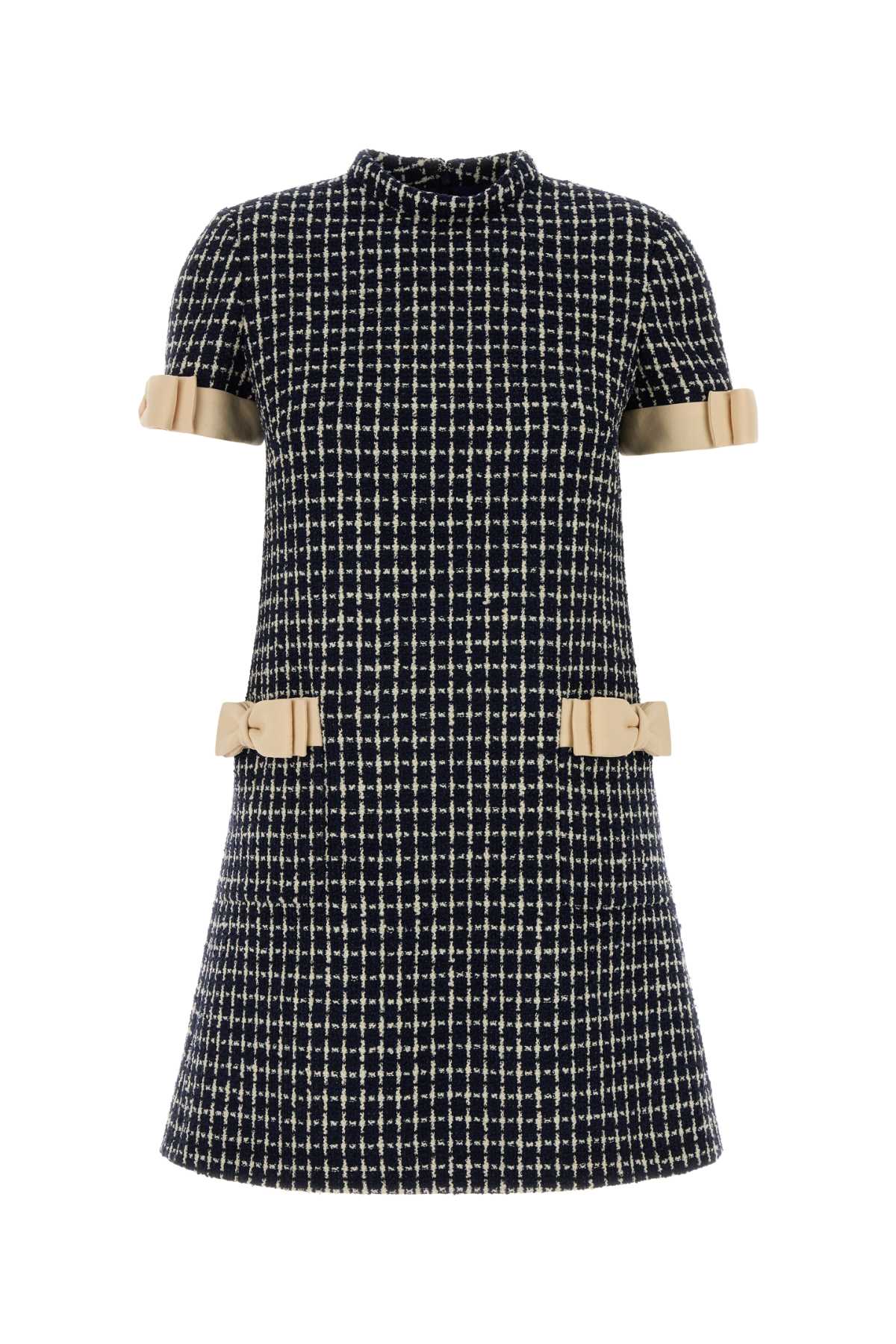 Embroidered Tweed Dress — Black