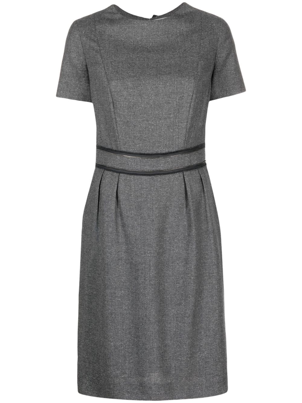 Zip-detailing short-sleeve dress - Grey