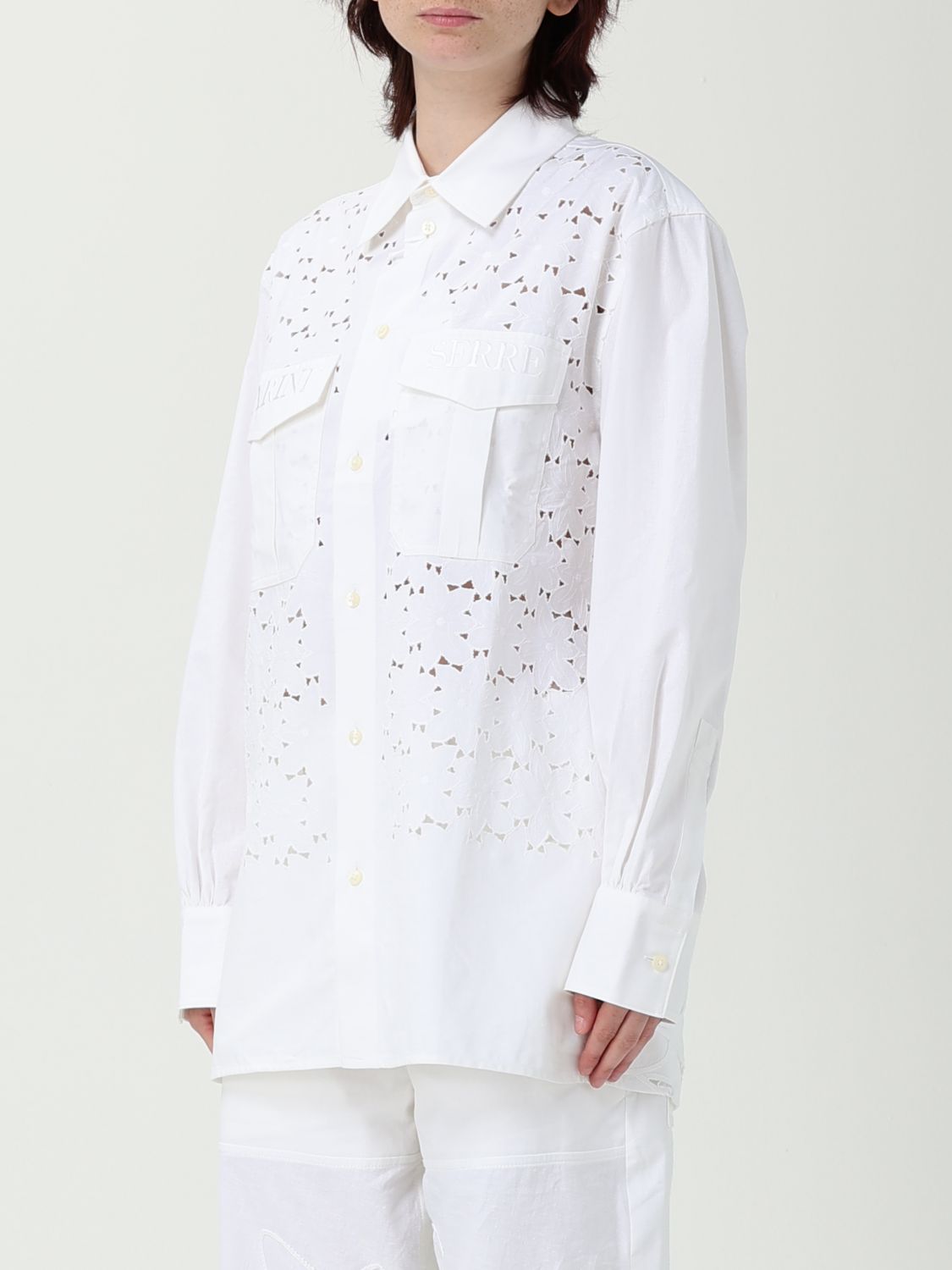 Marine Serre cut-out embroidered shirt - White