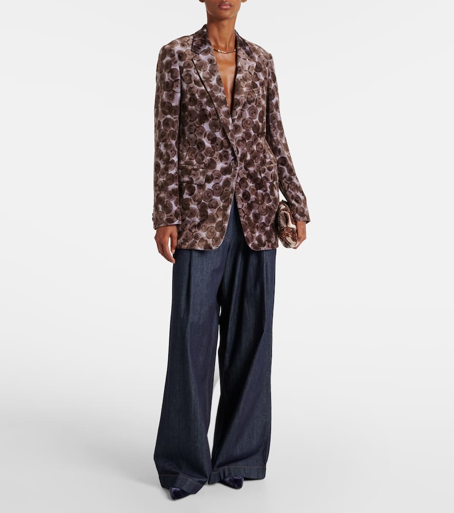 Printed cotton-blend blazer