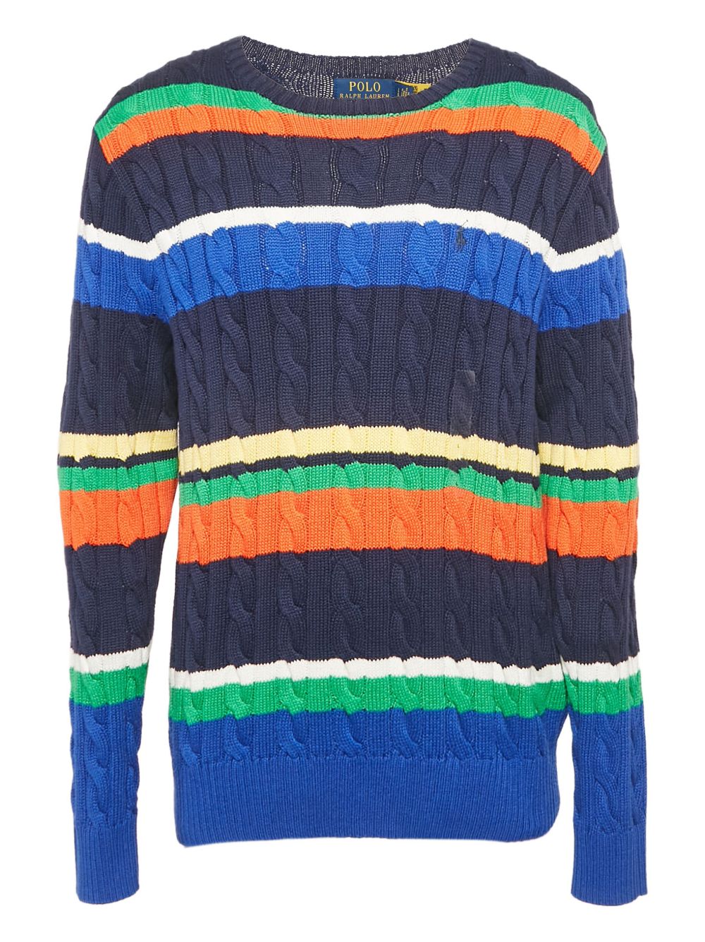 Cable-knit striped sweater - Blue