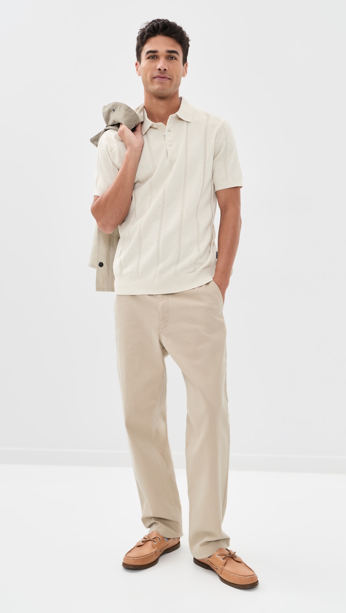 Wellburn Knitted Polo Shirt Oatmeal