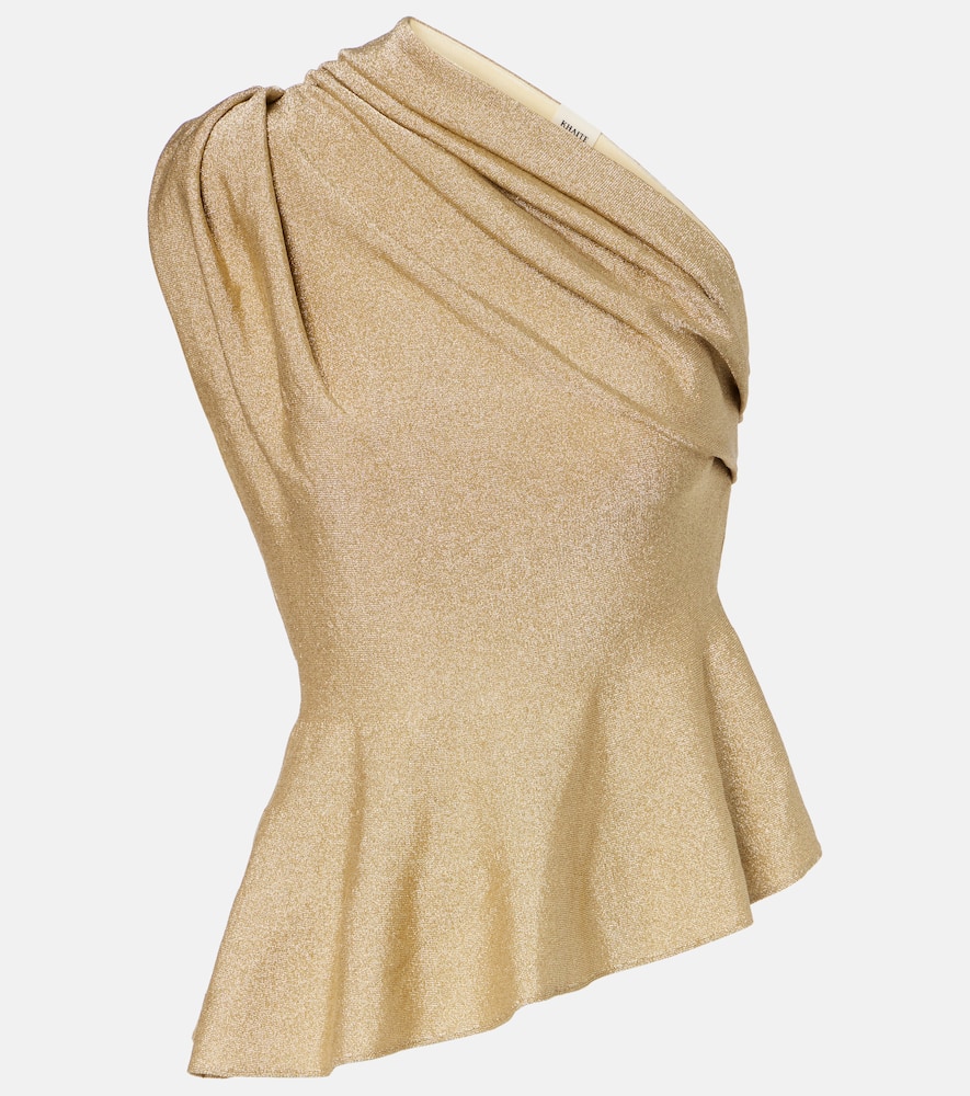 Aimee one-shoulder lamé top