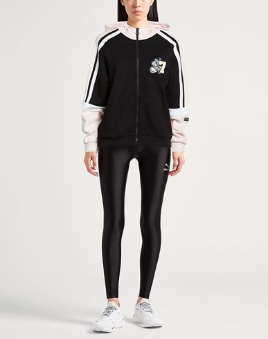 Woman Sweatshirt Black Size M Cotton, Polyamide