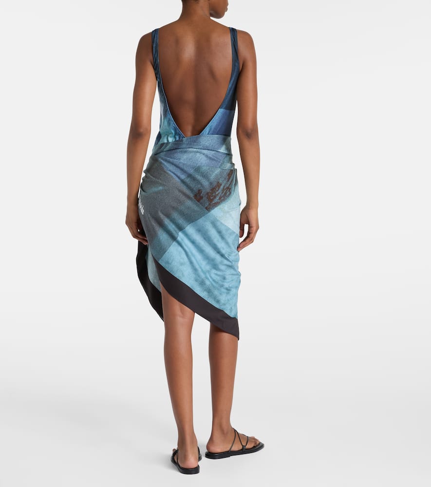 Printed cotton beach cover-up