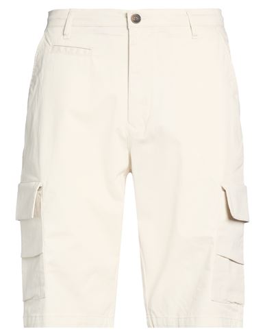 Man Shorts & Bermuda Shorts Ivory Size 34 Cotton, Elastane