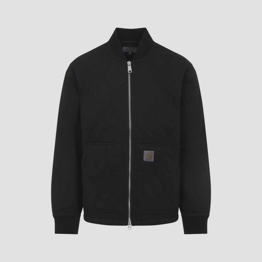 Black Logo Patch Zip Jacket
