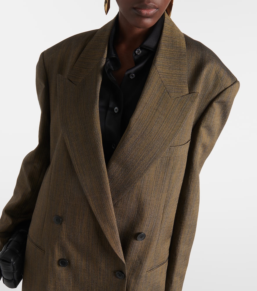 Double-breasted cotton-blend blazer