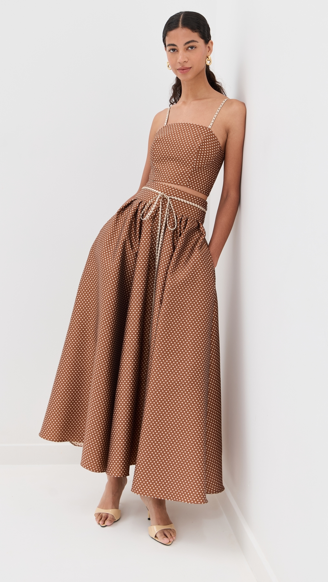 Halfway There Crop Top Brown/Cream