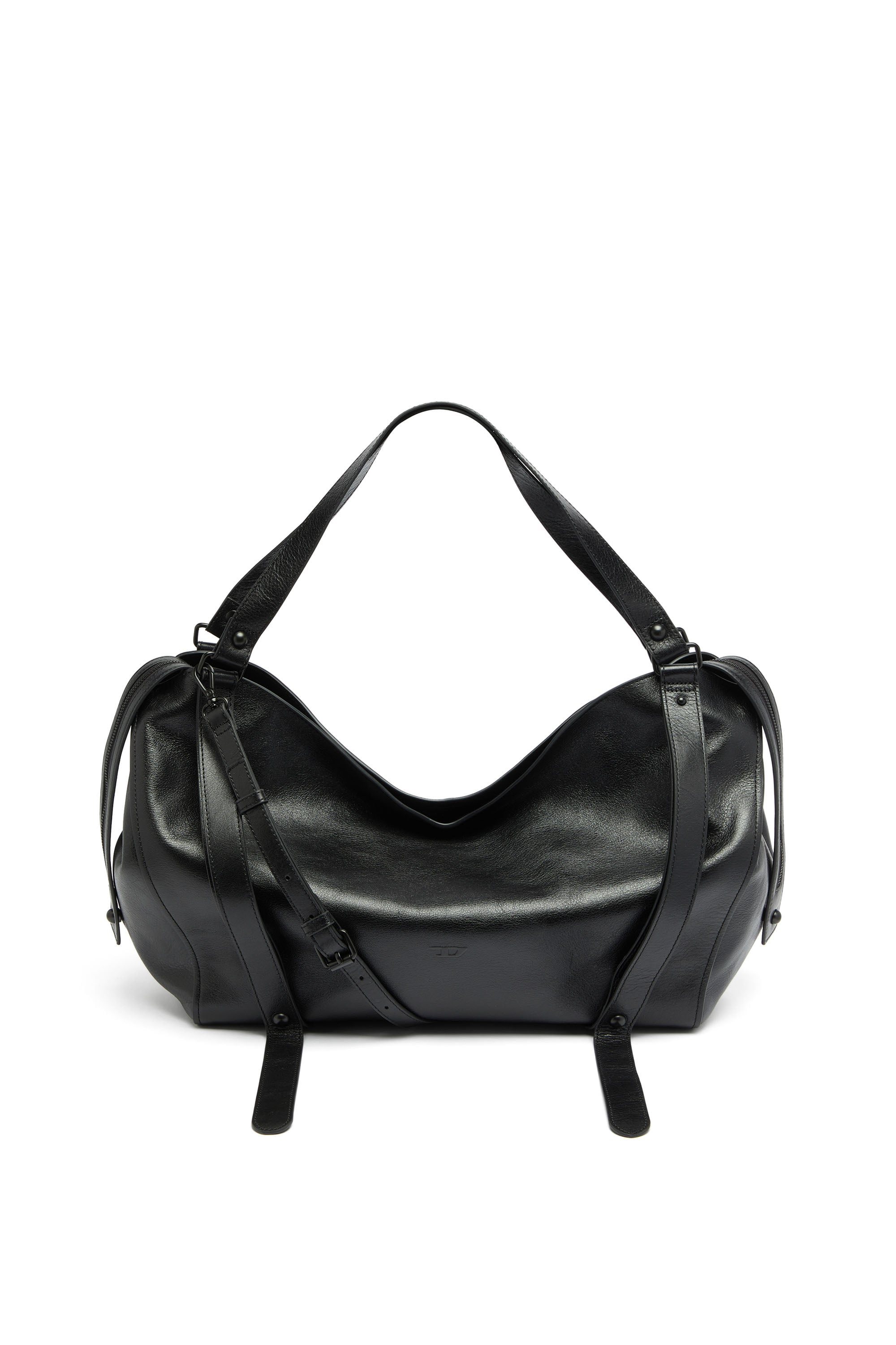 D-One-Large top-handle bag in leather - Handbags - Unisex - Black