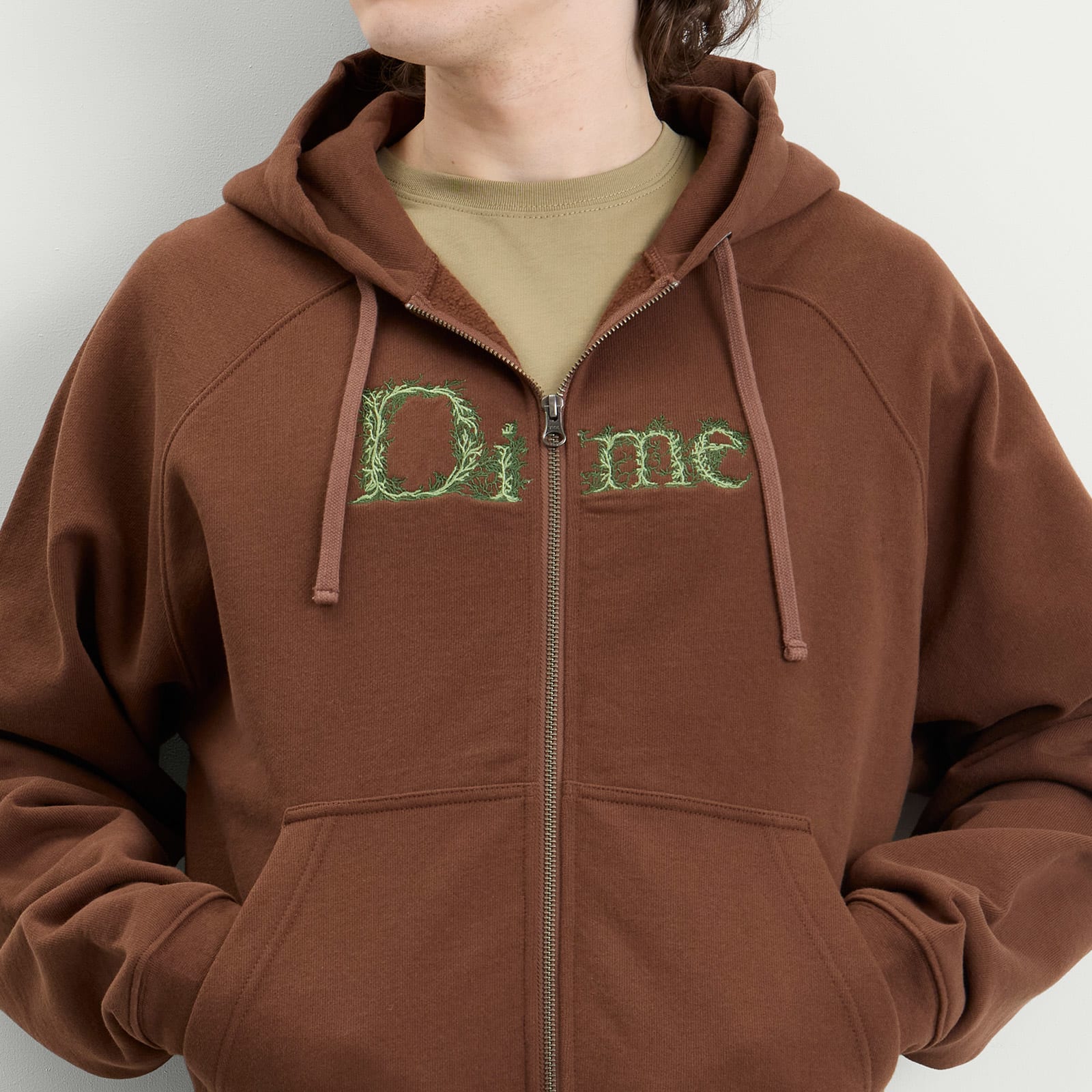 Men's Classic Veins Zip Hoodie Brown