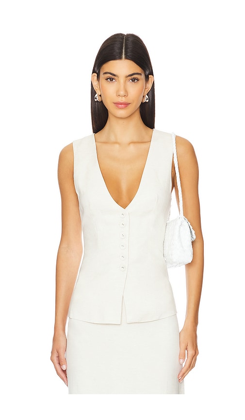 WeWoreWhat Long Line Vest in Ivory.  2. Also in