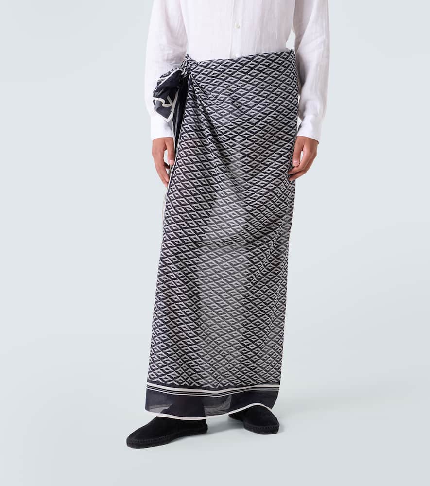 Printed cotton beach cover-up