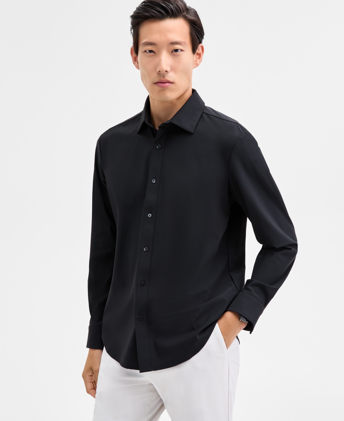 Men's Alfatech Everyday Shirt, Macy's Exclusive - Deep Black