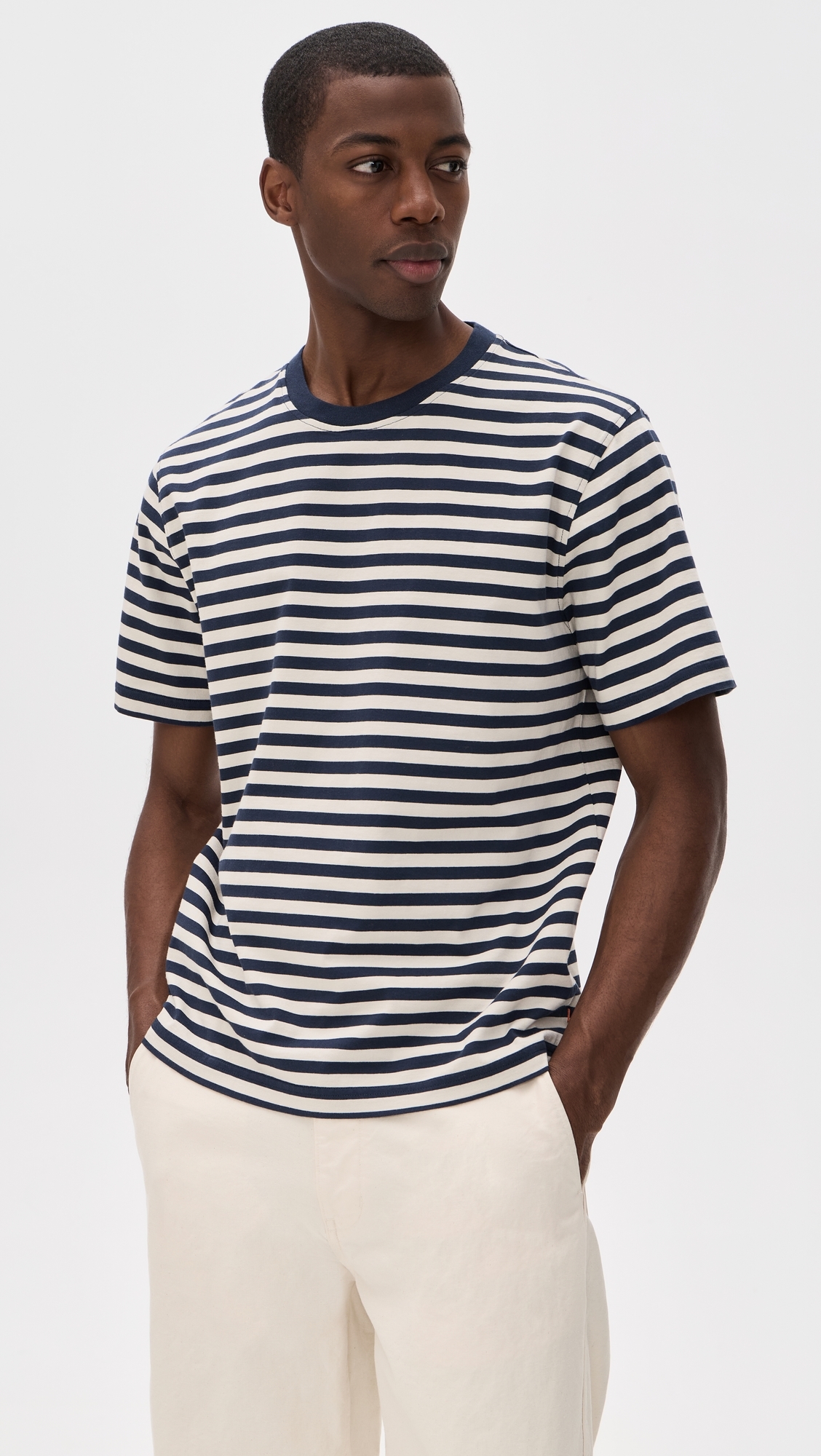 Breton Stripe Short Sleeved T-Shirt Navy/Sand