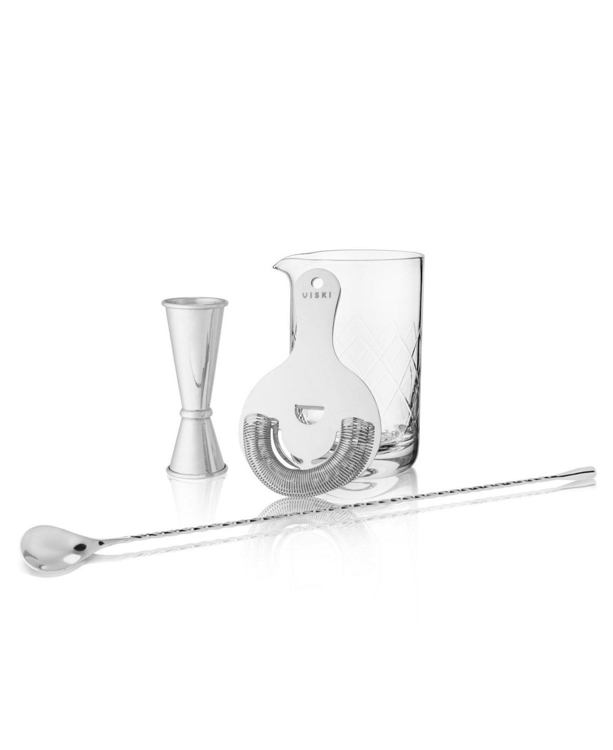 Barware Tool Set, 4 Piece - Silver