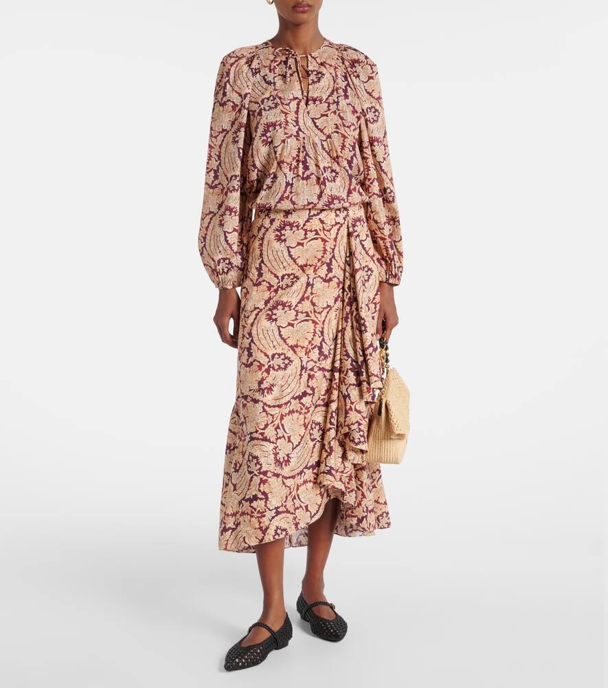 Brea printed cotton-blend blouse